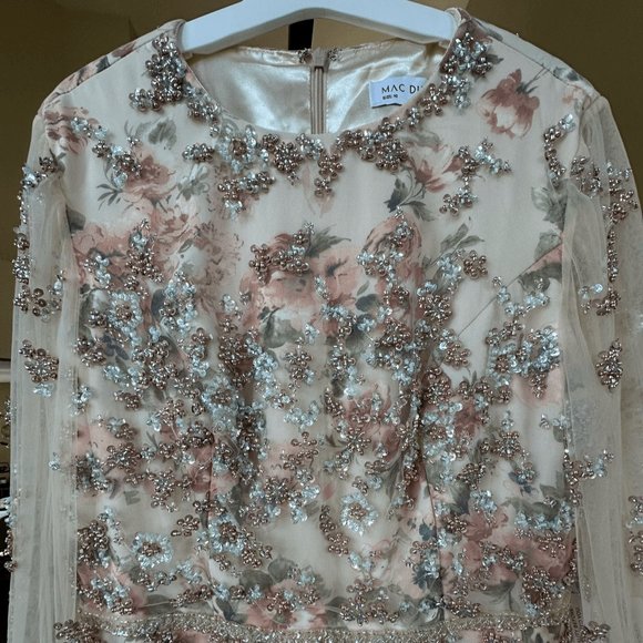NWOT MAC DUGGAL FLORAL EMBELLISHED LONG GOWN‎ NUDE 14 11219 - Picture 5 of 7